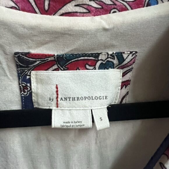 by Anthropologie Sz S Spliced Tunic Dress Swing Flowy Folk Bold Boho Hi Lo - Picture 4 of 7